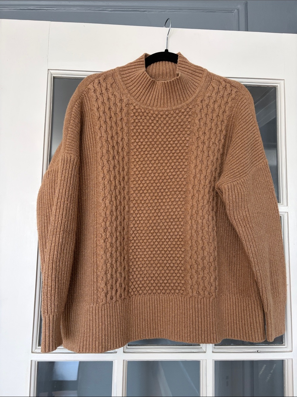 GAP Cable Knit Mock Neck Sweater - Camel Brown